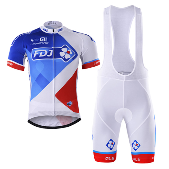 2017 Maillot FDJ Tirantes Mangas Cortas blanco e azul